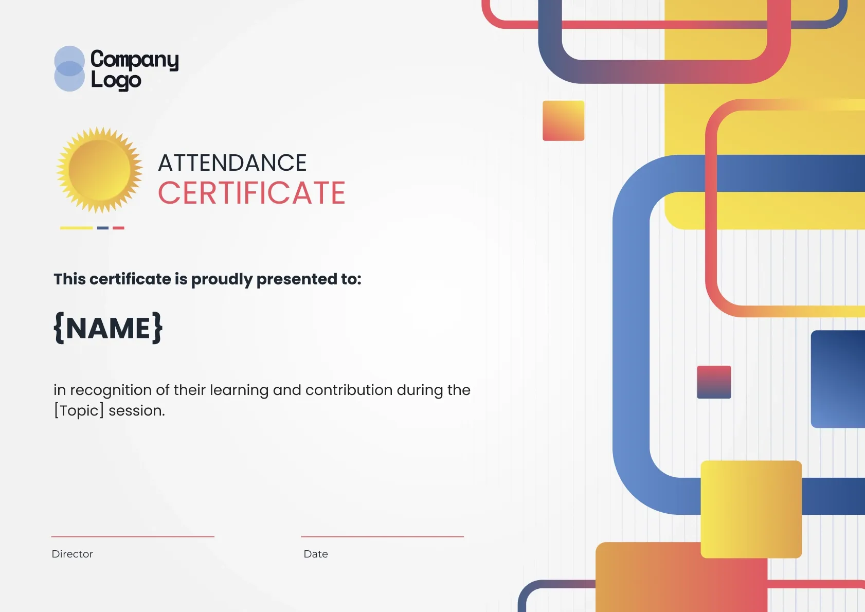 Modern and professional webinar participation certificate template