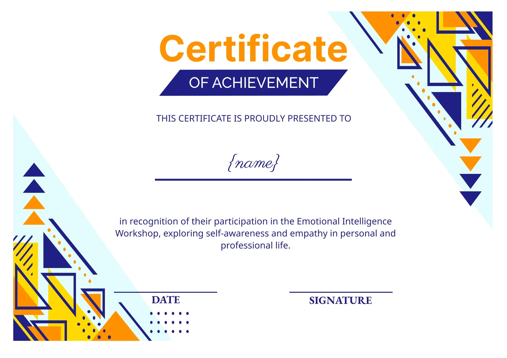 Modern and sleek certificate of achievement template
