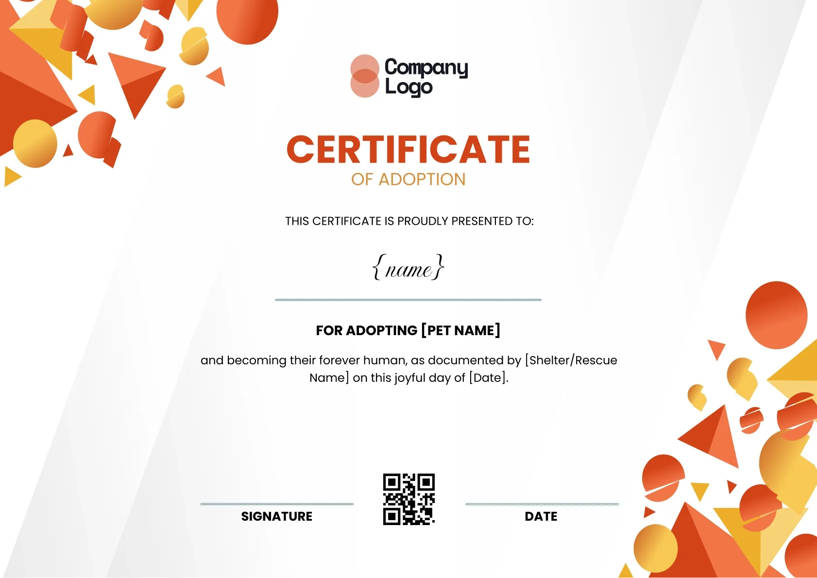Modern and sleek certificate of adoption certificate template