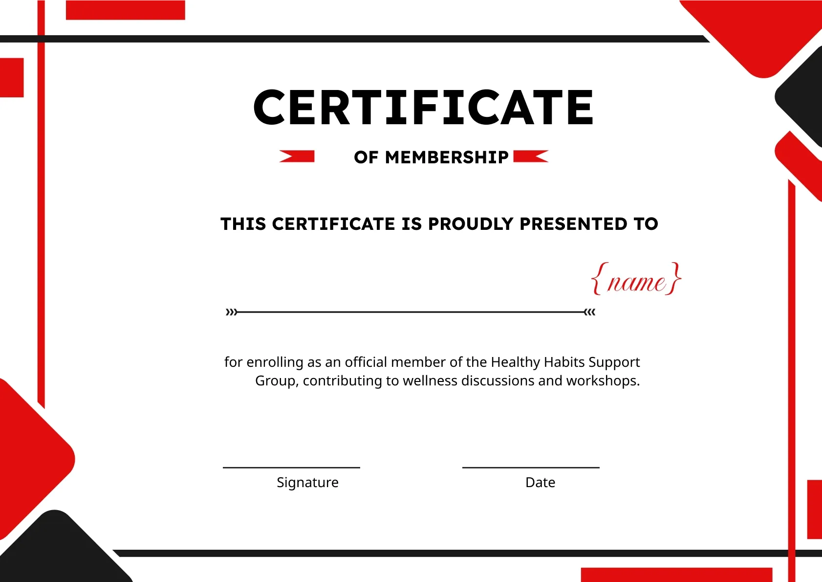 Modern and Stylish Certificate of Membership Template