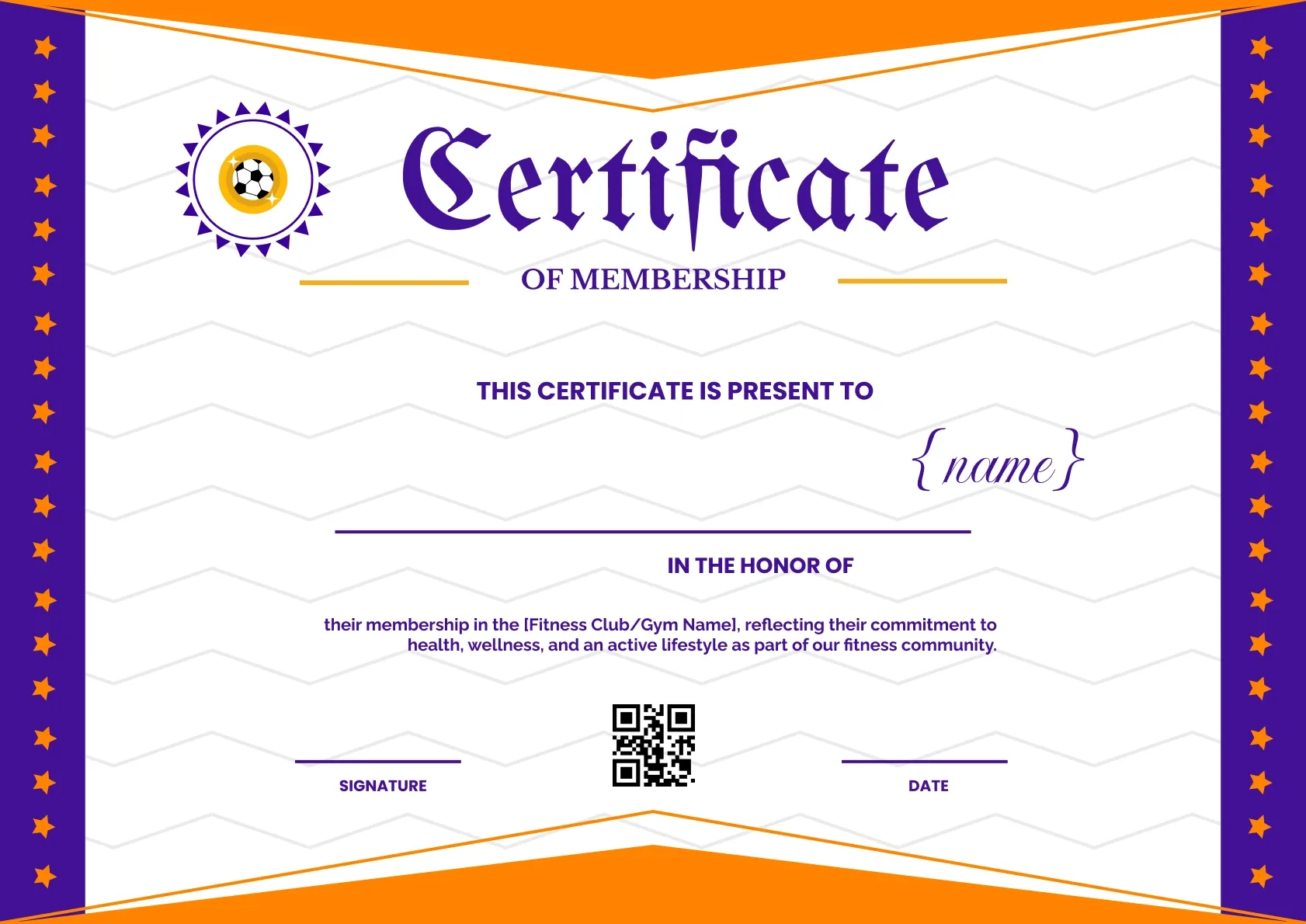 Modern and Stylish Fitness Membership Certificate Template