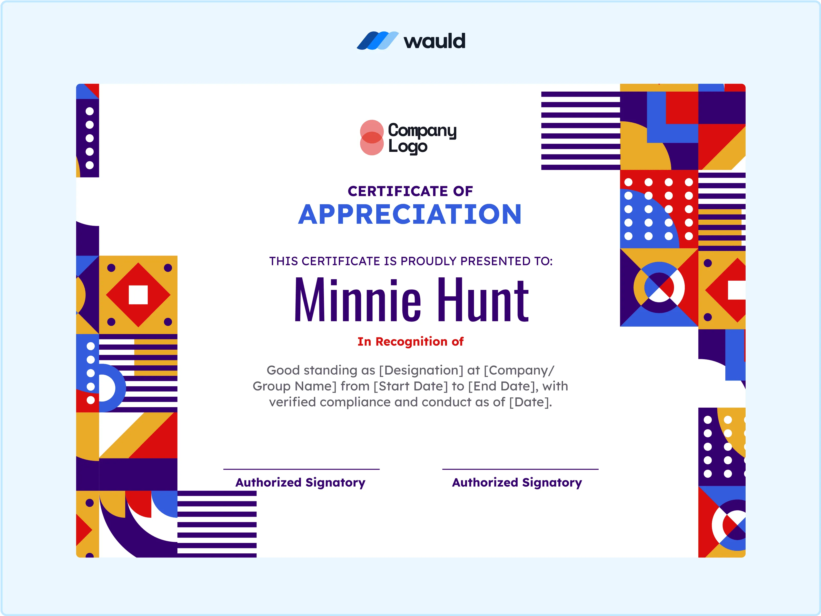 Wauld - Modern Certificate of Good Standing