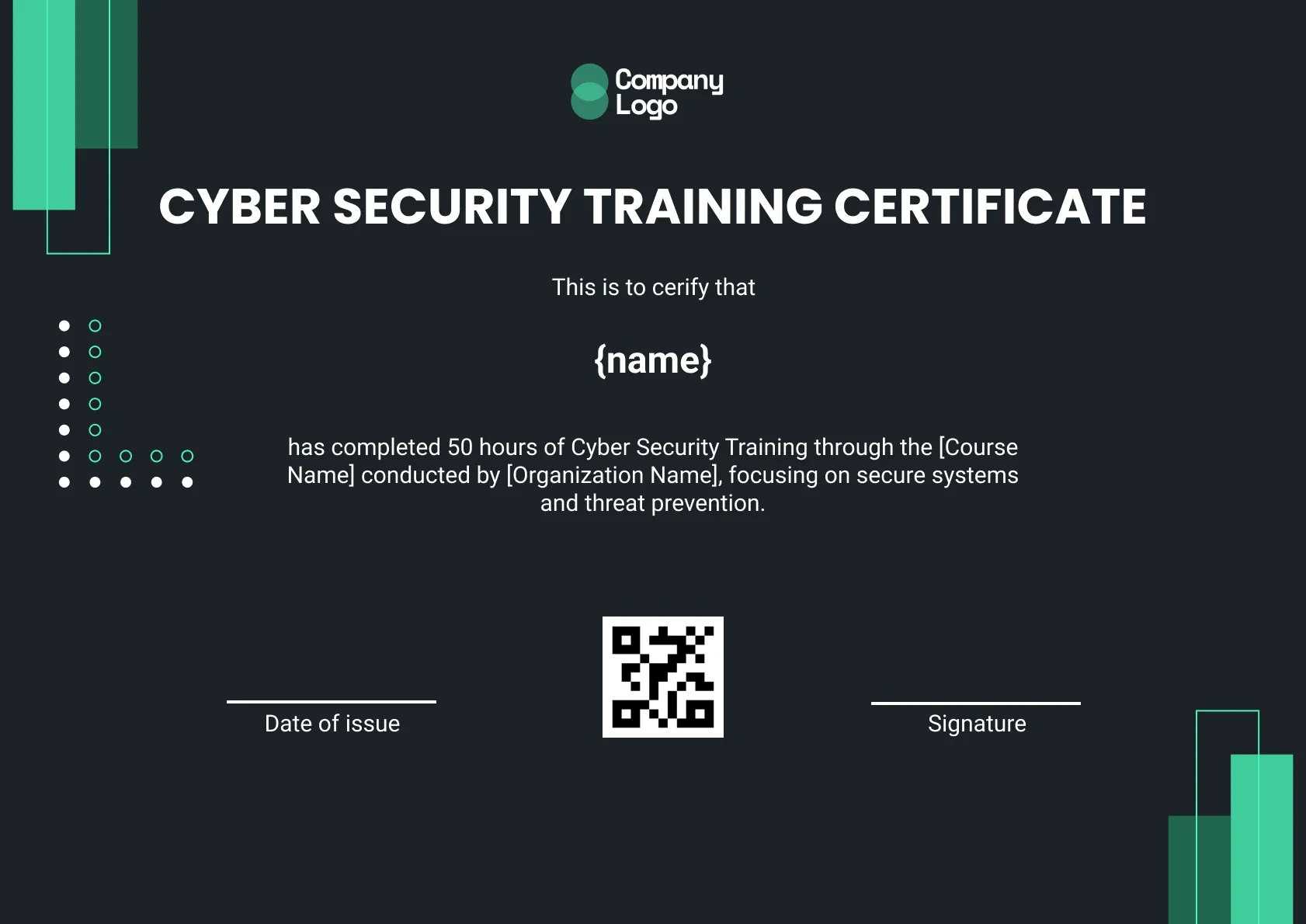 Modern Network Security Certification Template