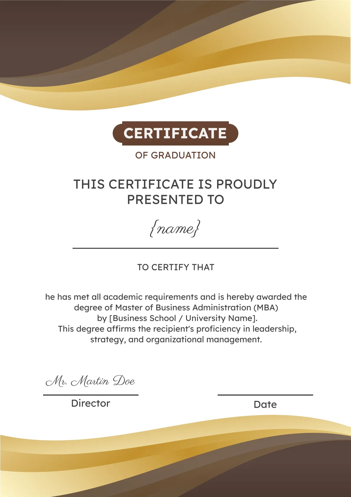 Modern professional graduation certificate template