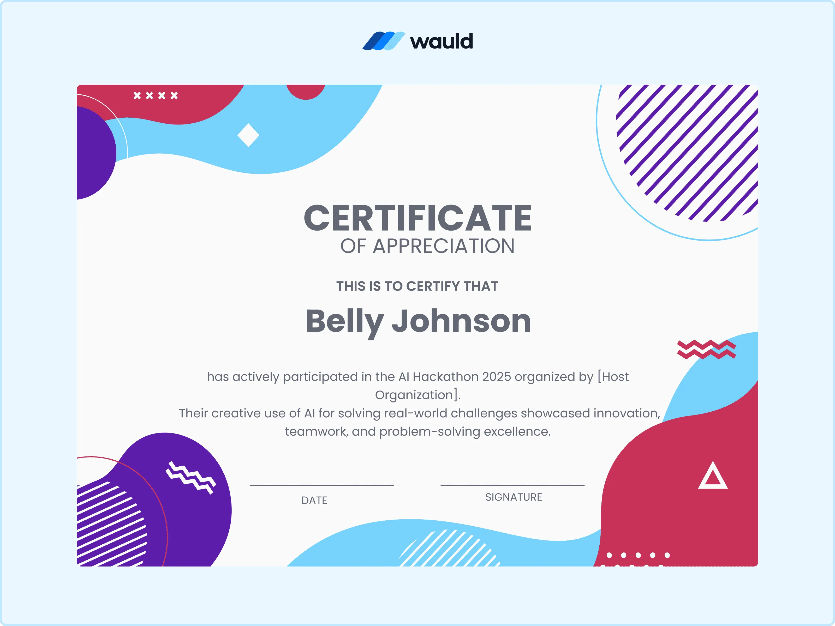 Wauld - Tech Globe Certificate Template AI