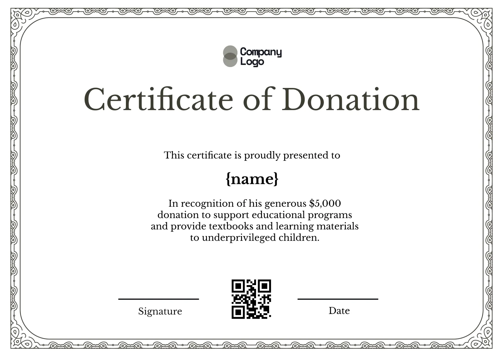 Noblehearted Donation Certificate Template