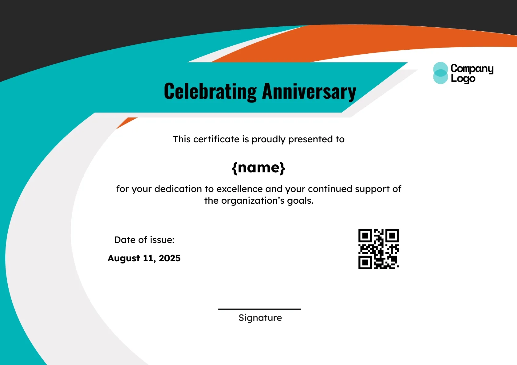 Official Corporate Service Anniversary Certificate Template