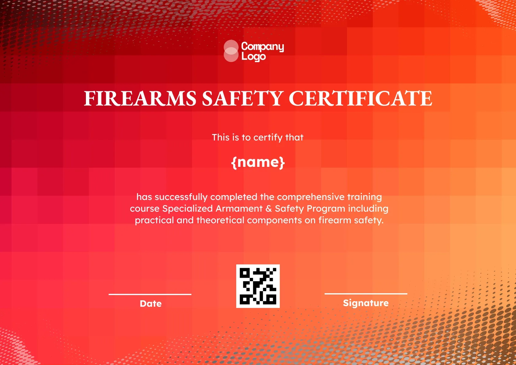Official Firearms Competency Certificate Template