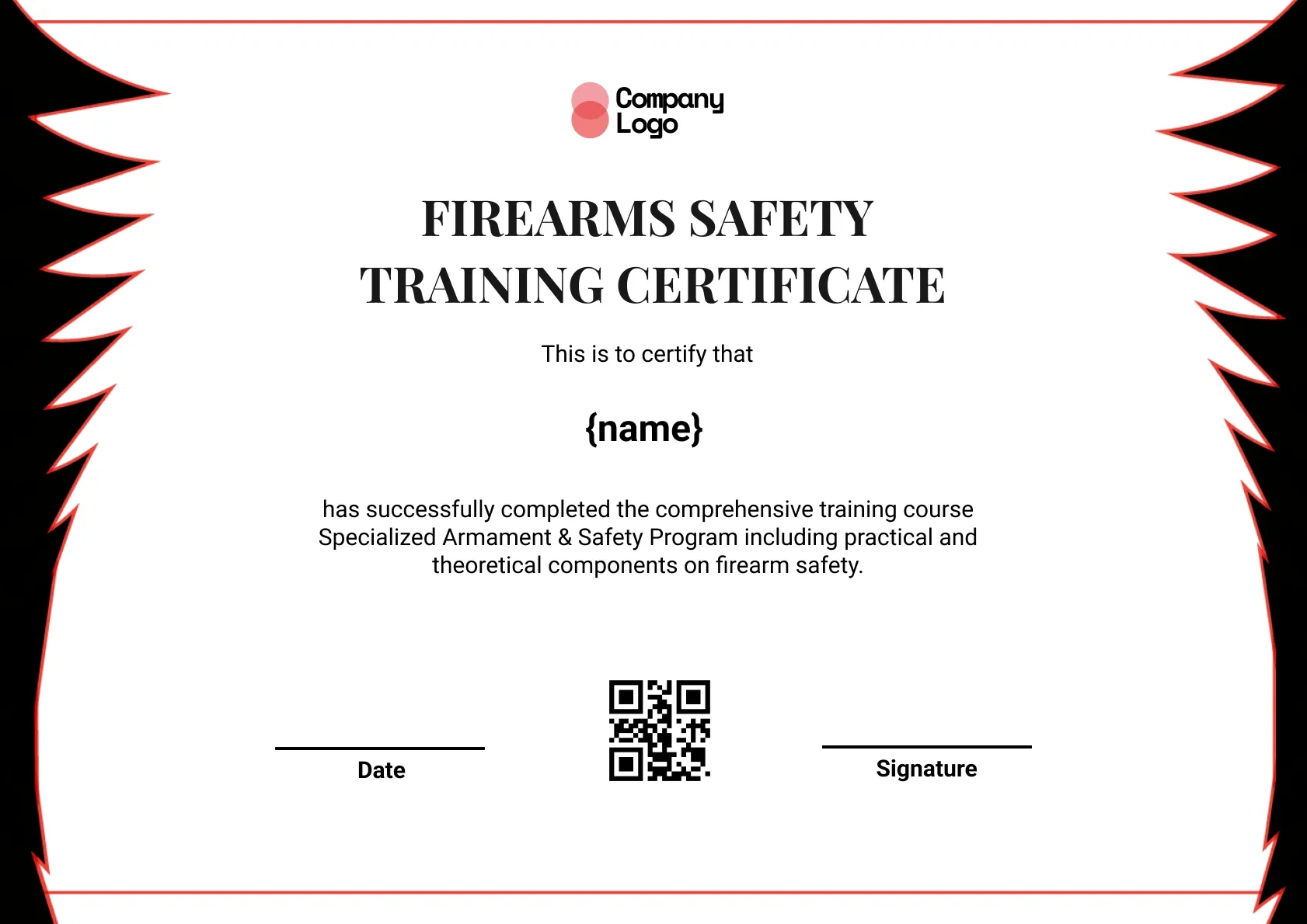 Official Firearms Responsibility Certificate Template