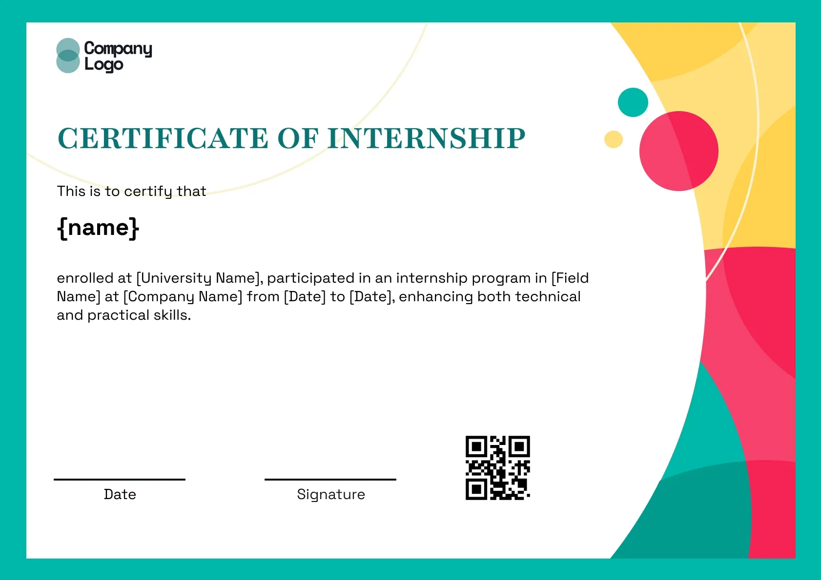 Official Internship Certificate Template