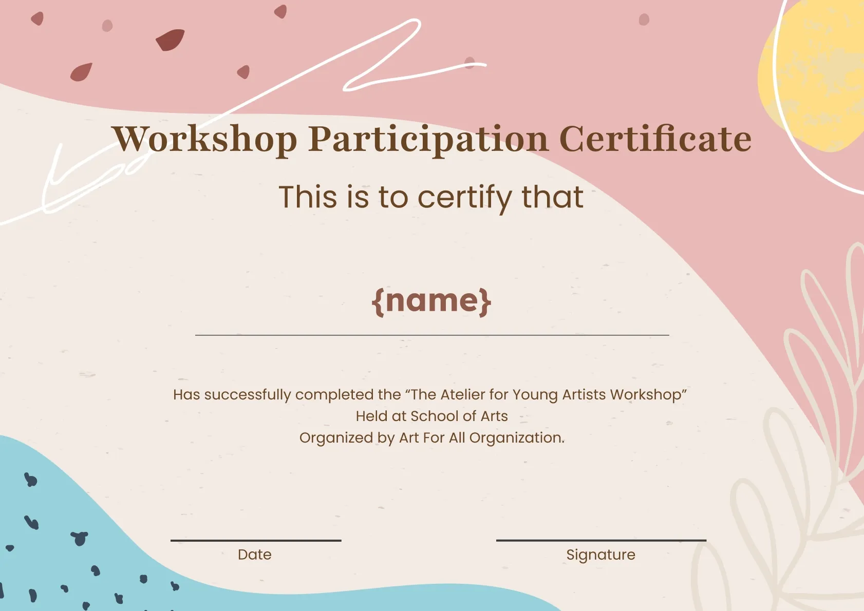 Organized and professional workshop participation template