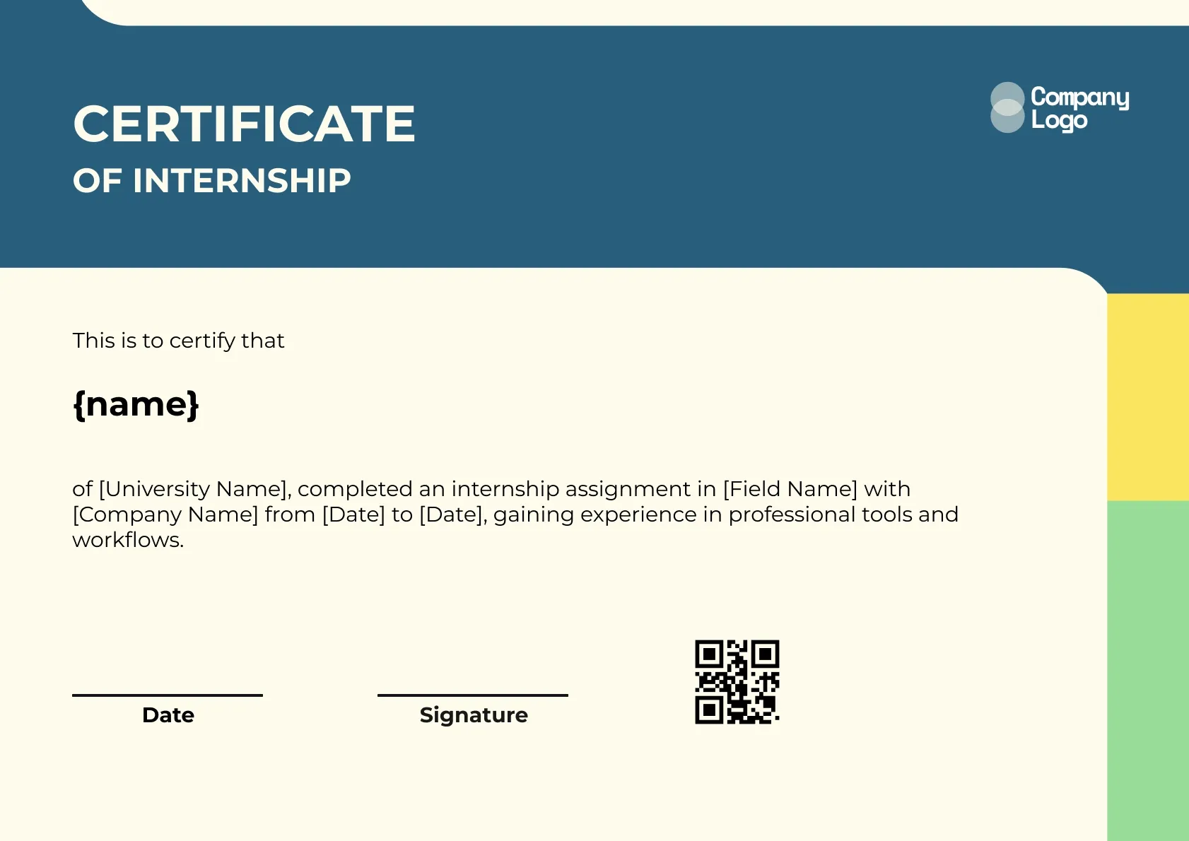 Organized Internship Program Certificate Template