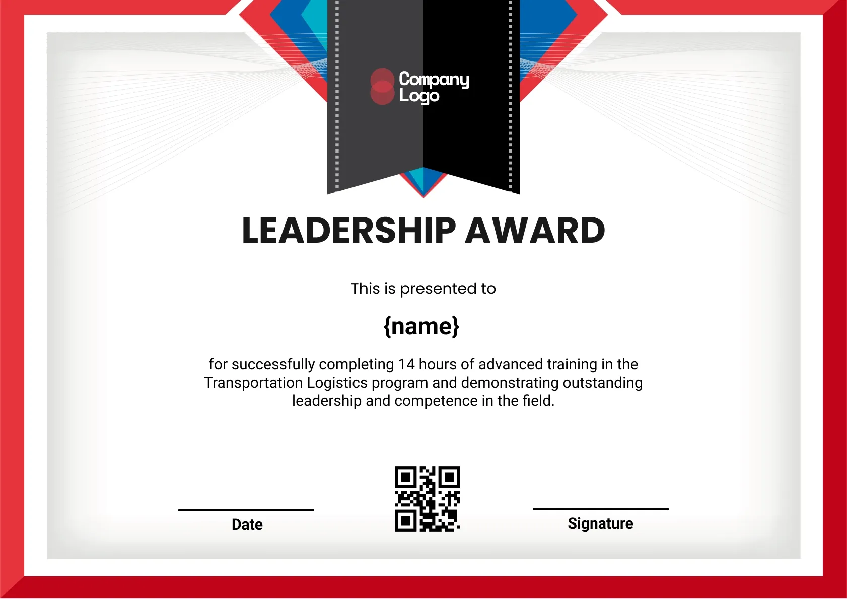 Outstanding Leadership Recognition Certificate Template