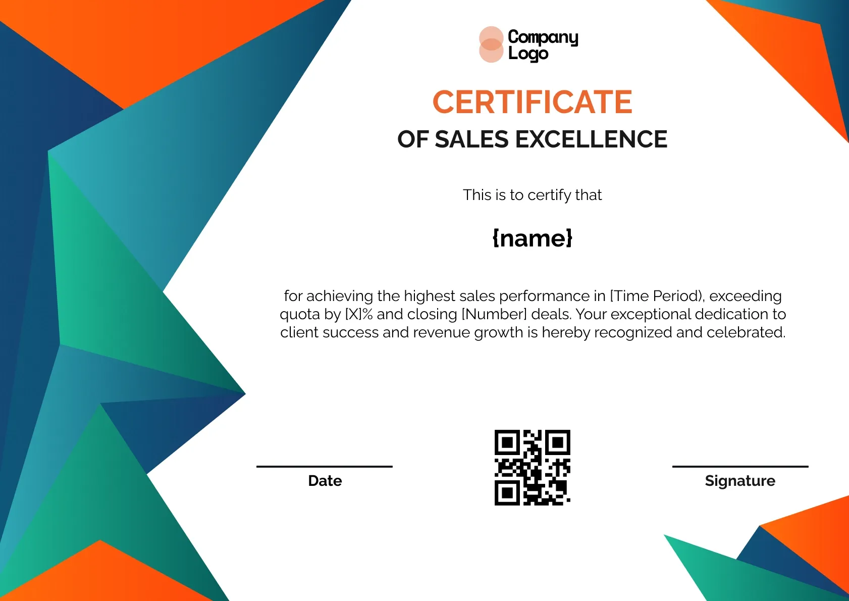 Outstanding Sales Achievement Certificate Template