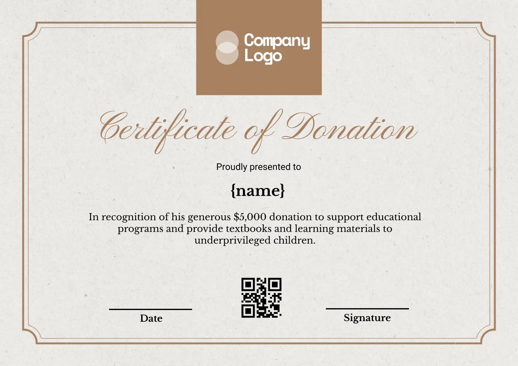 Philanthropic Support Certificate Template
