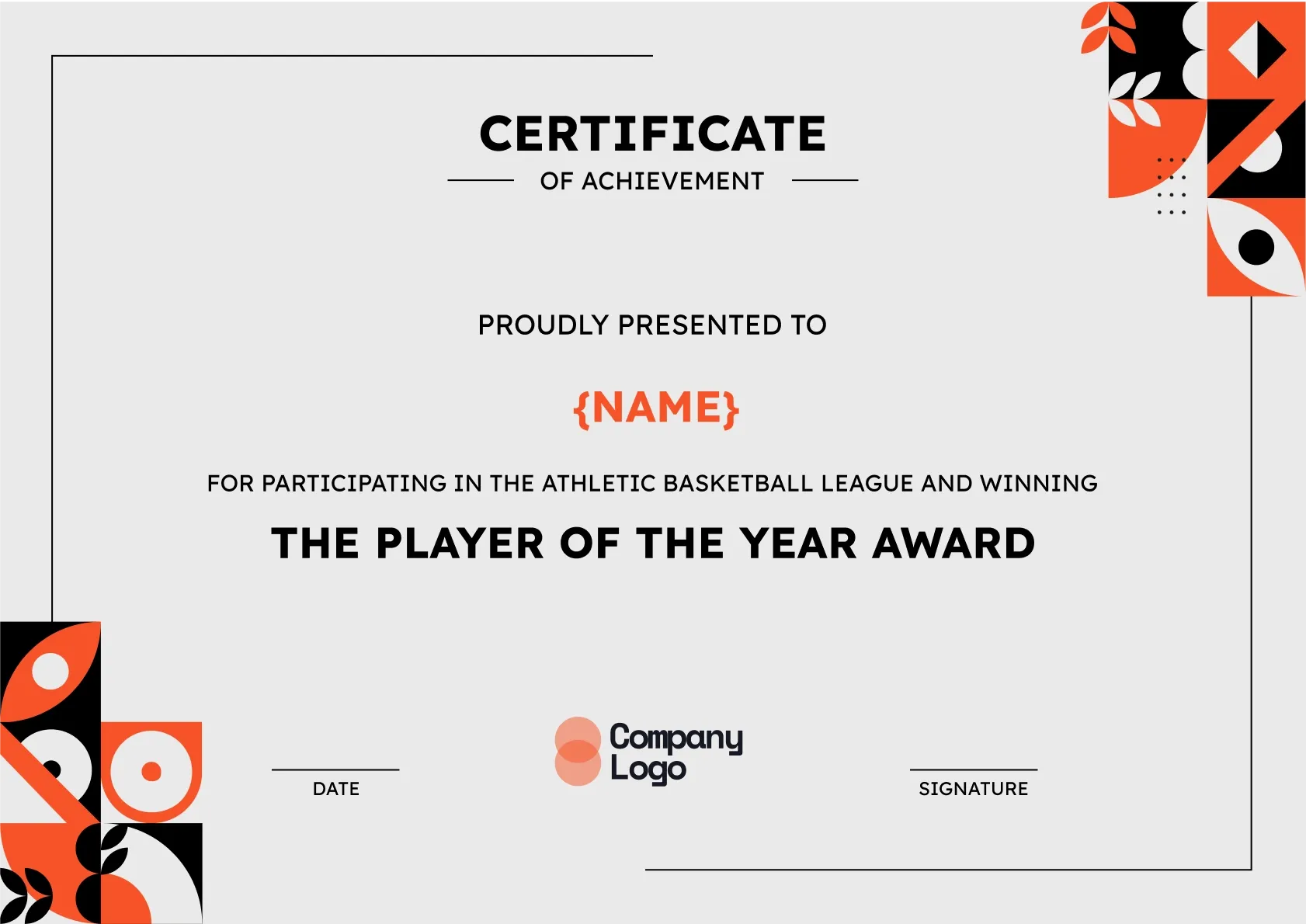 Plain and professional sports certificate template