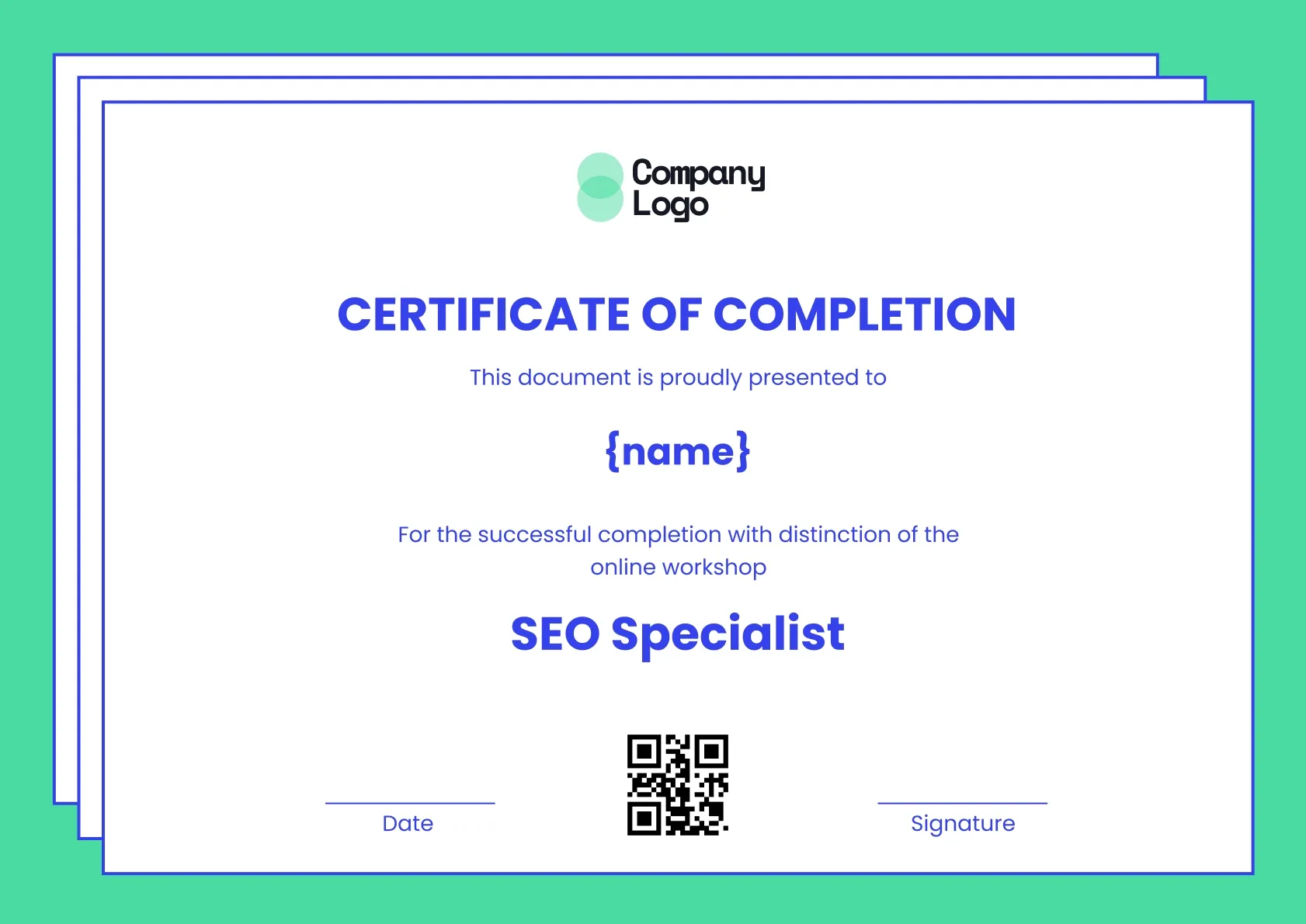 Plain and professional workshop certificate template