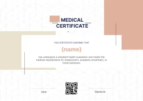 Practical and Professional Medical Certificate Template