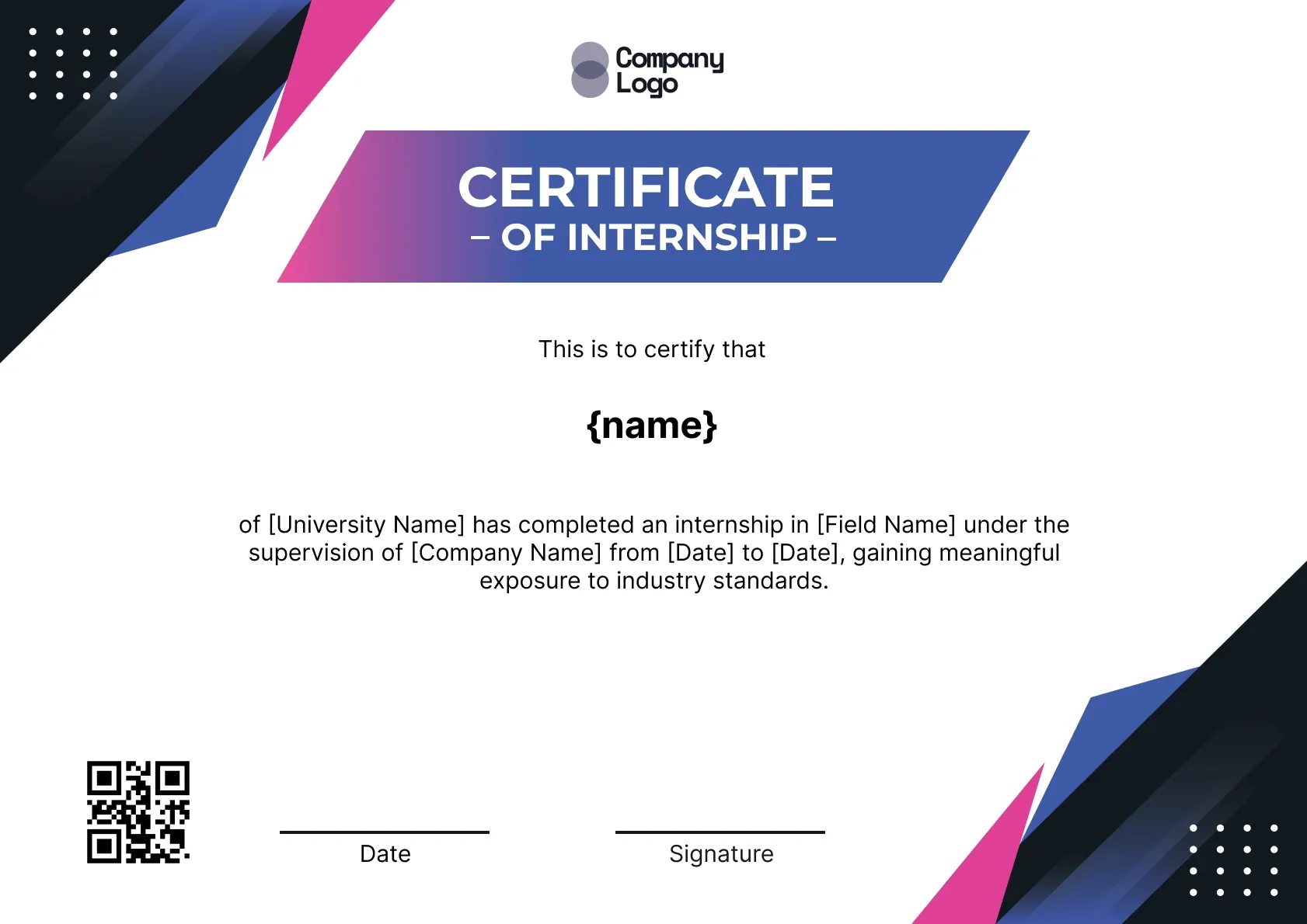 Practical Skills Internship Certificate Template