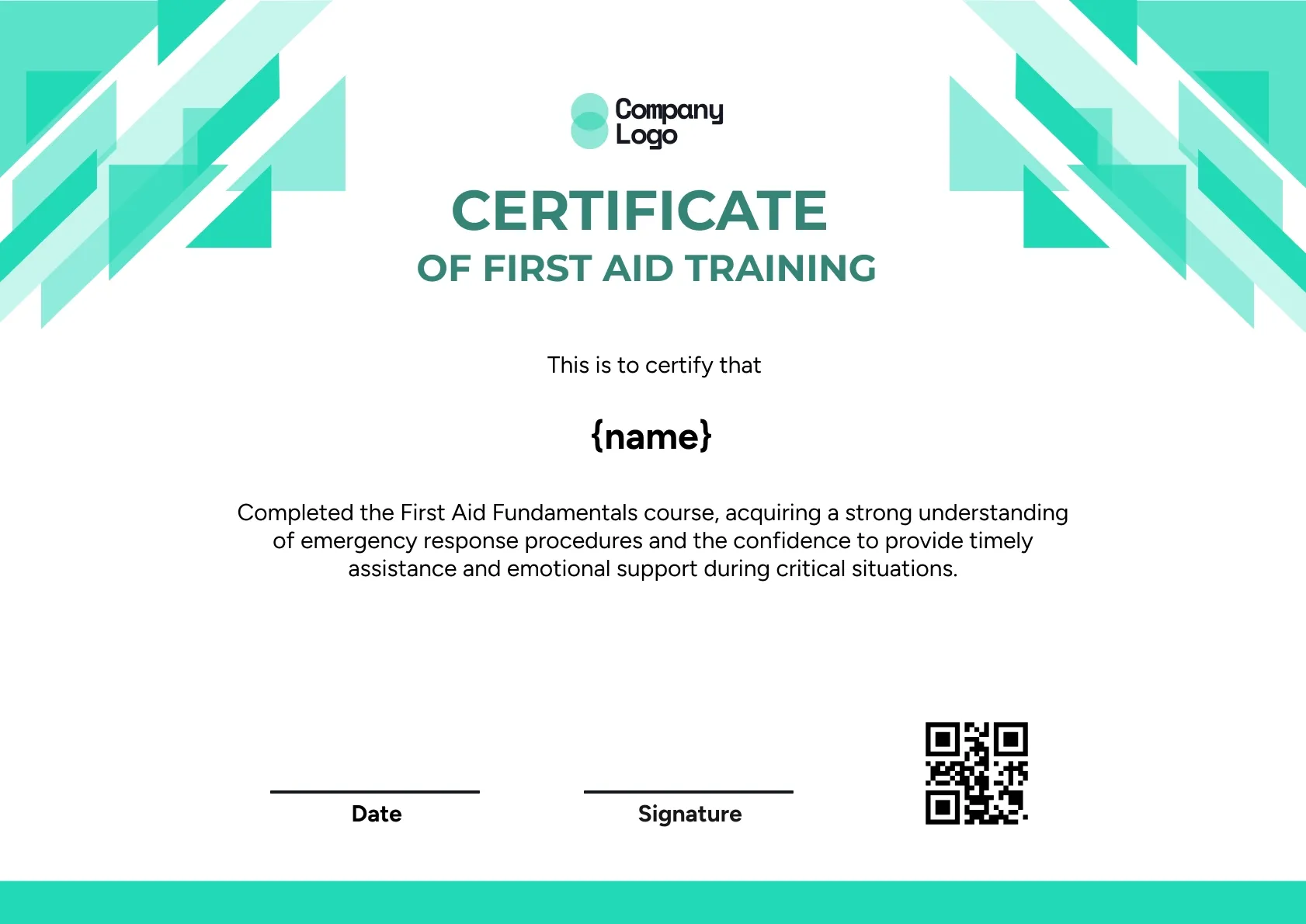 Premium First Aid Trainer Certificate Template