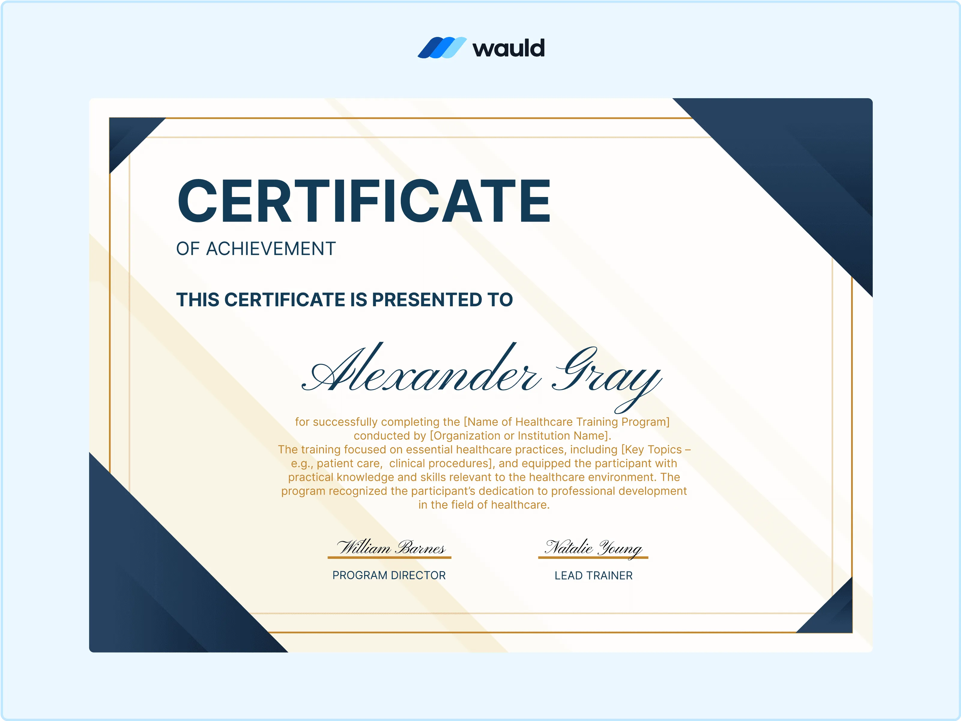 Wauld - A Certificate Template with Premium Colors