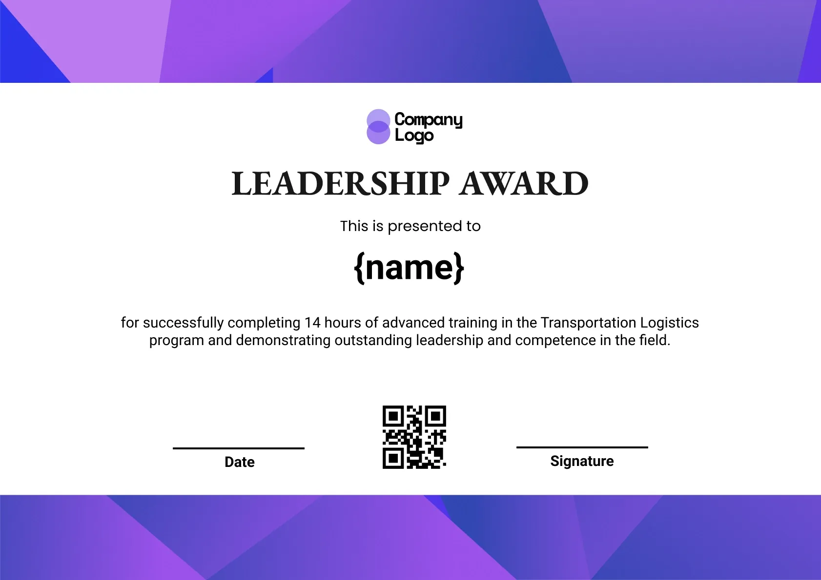 Prestigious Leadership Excellence Certificate Template