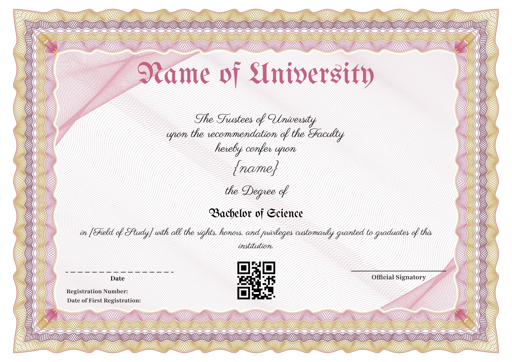 Prestigious Professional Graduation Certificate Template