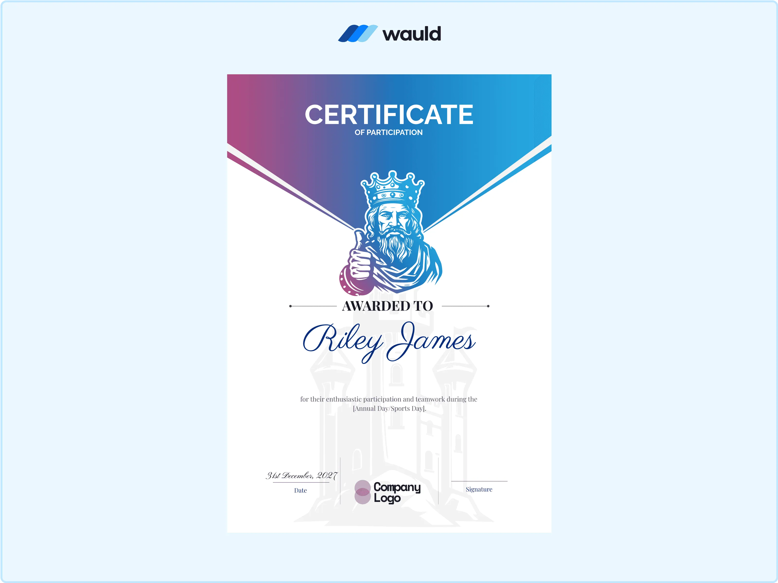 Wauld - Professional and artistic certificate template