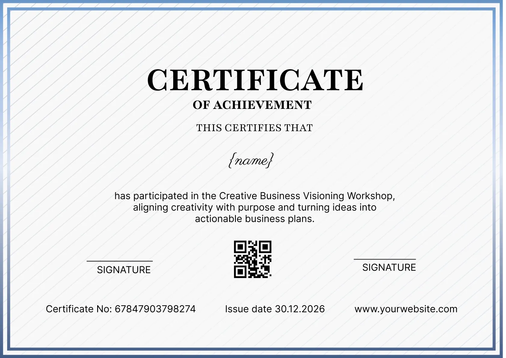 Professional and authentic certificate of achievement template