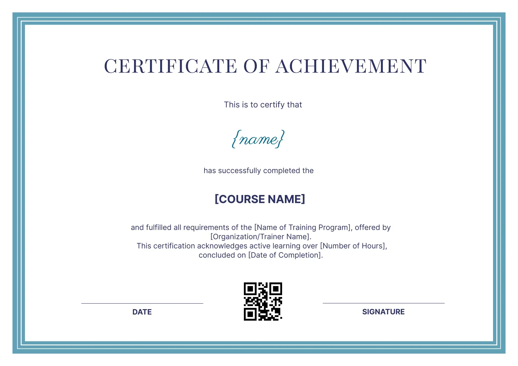 Professional and Classic Training Completion Certificate Template