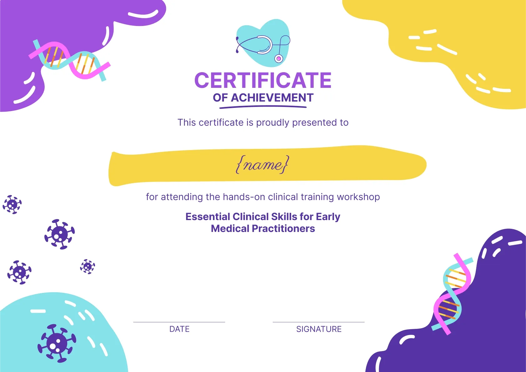 Professional and Colorful Medical Workshop Certificate Template