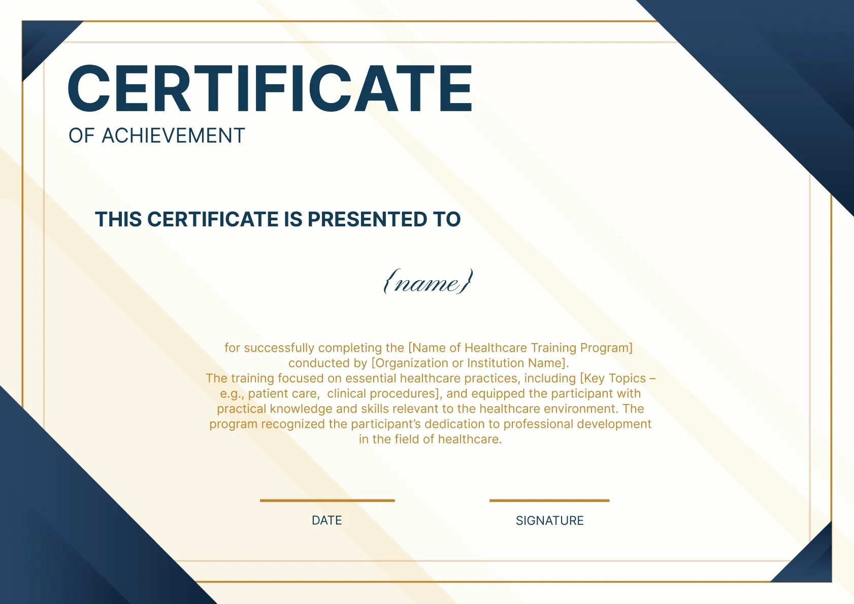 Professional and Distinctive Healthcare Training Certificate Template
