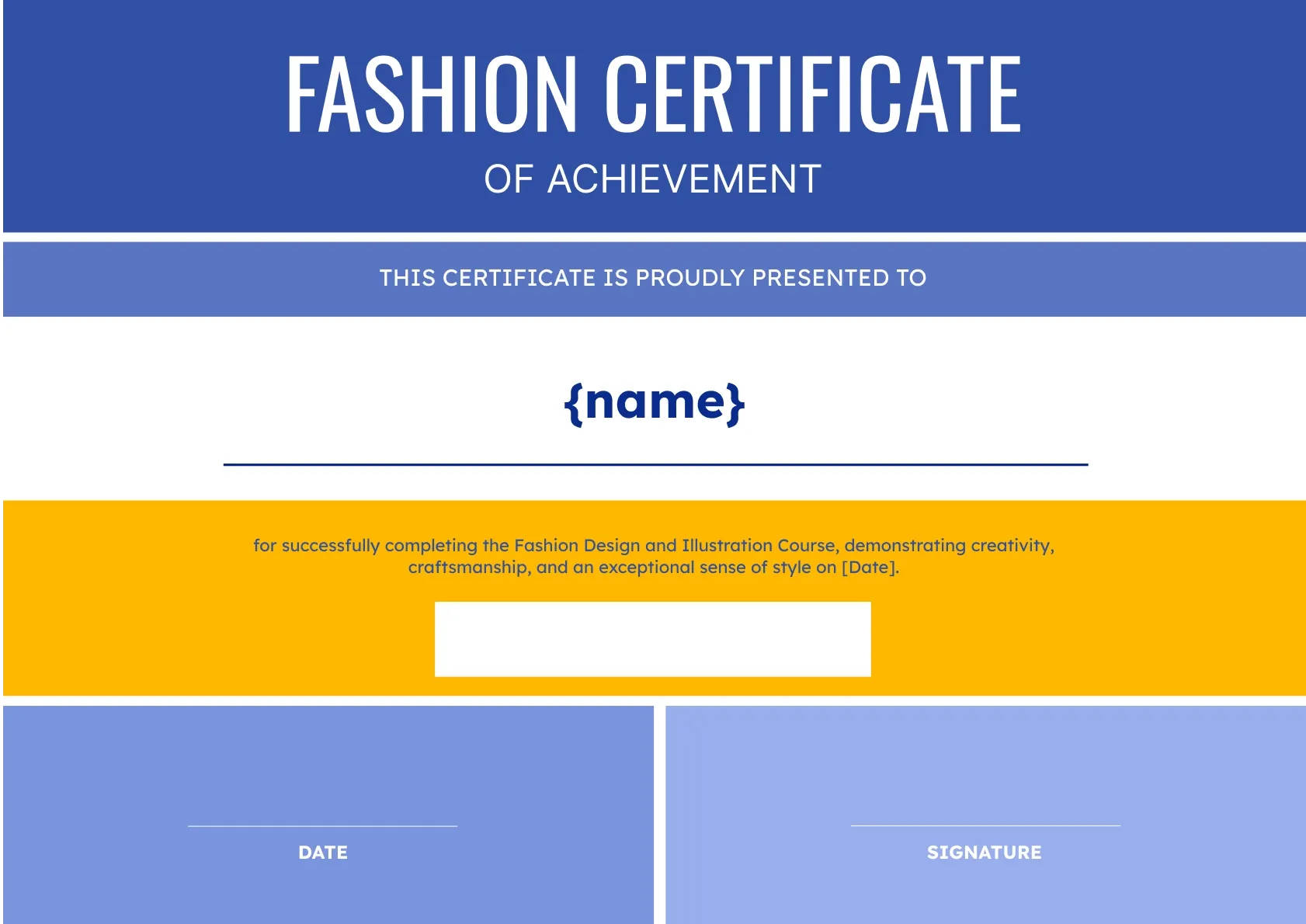 Professional and elegant fashion certificate template