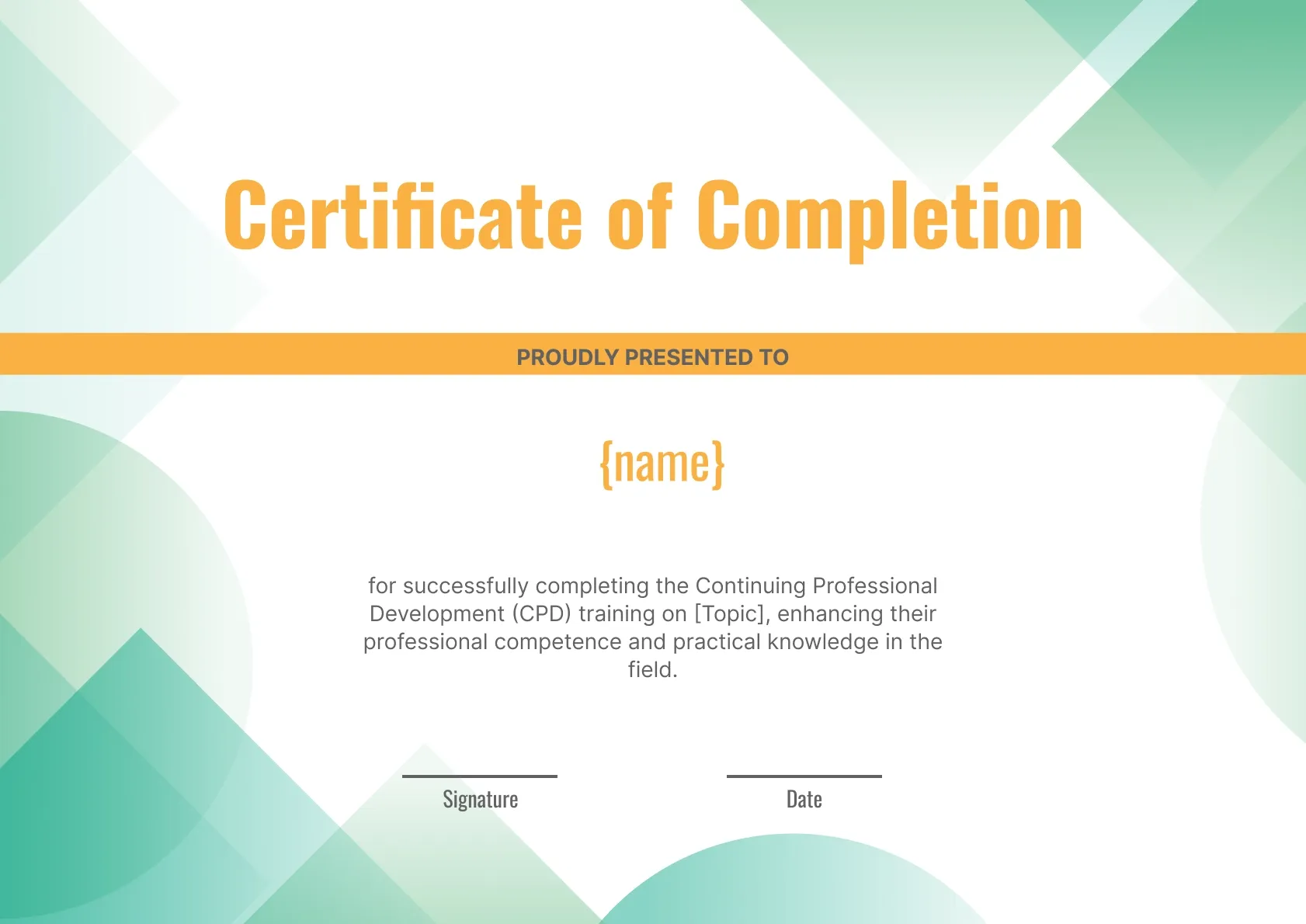 Professional and fancy CPD certificate template