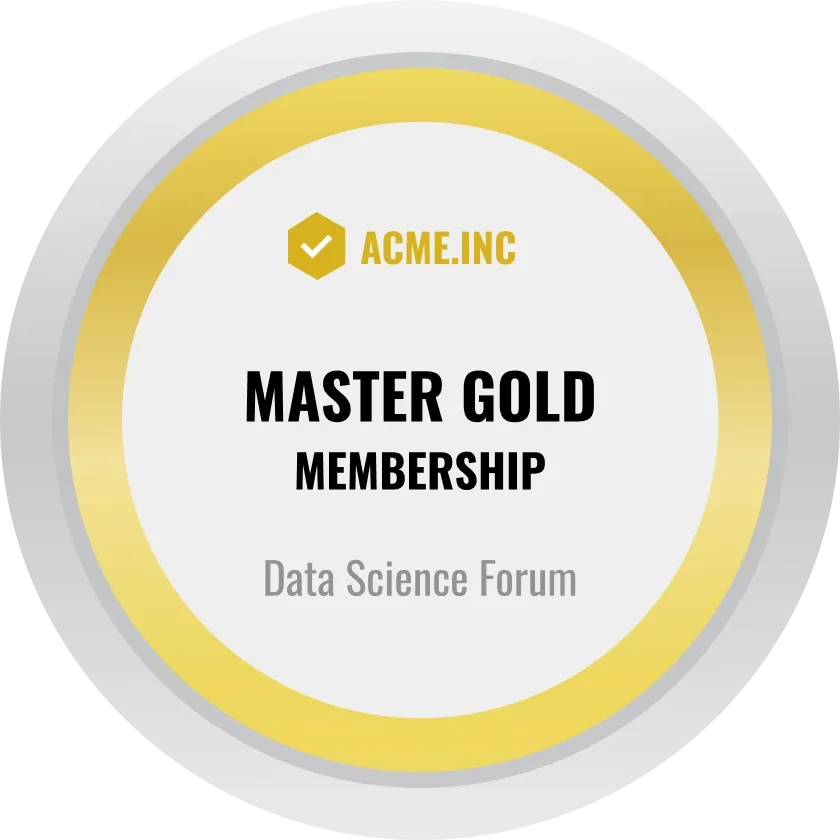 Professional and metallic master gold membership badge template
