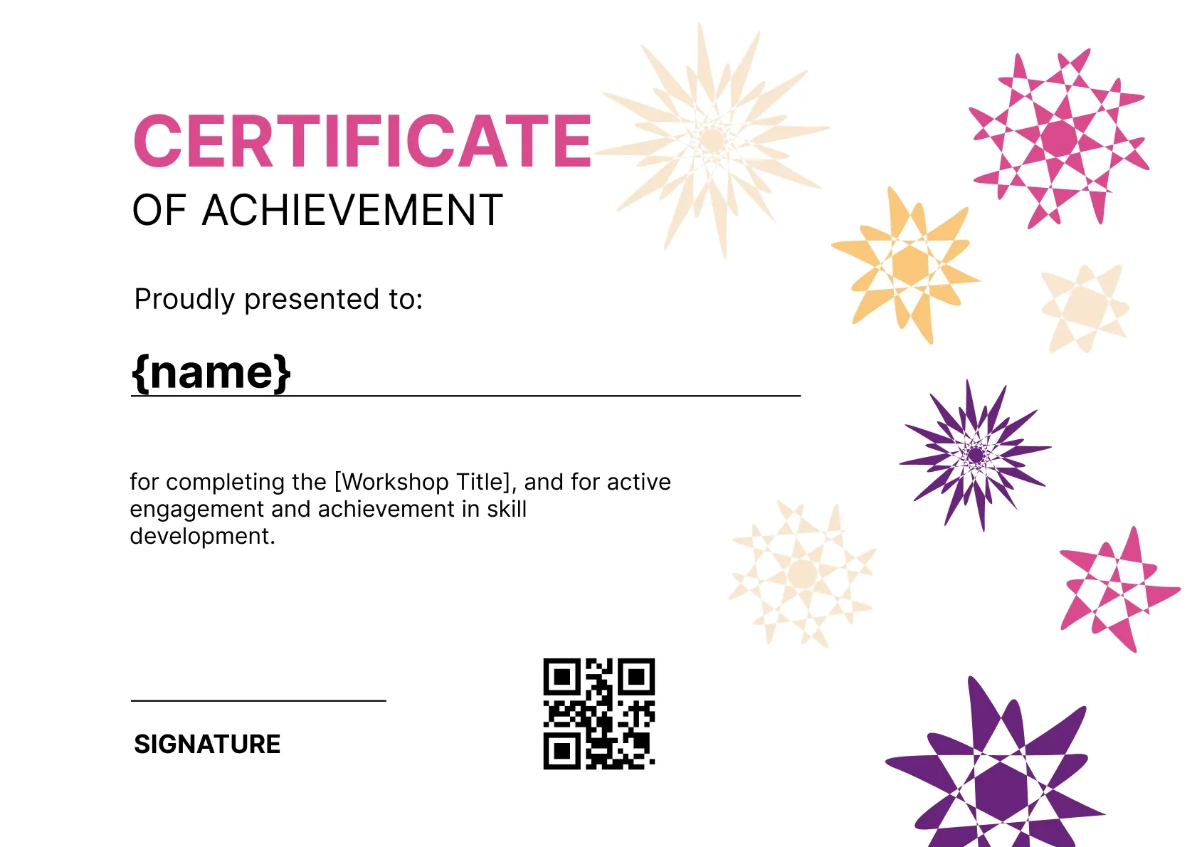 Professional and modern certificate of achievement