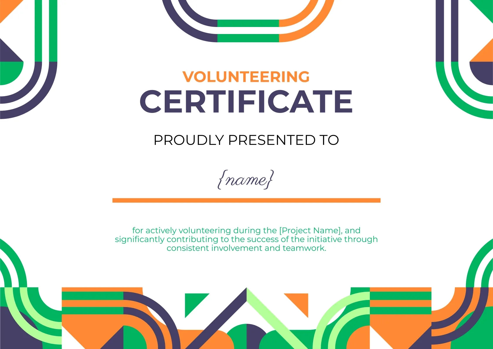 Professional and Outstanding Volunteering Certificate Template