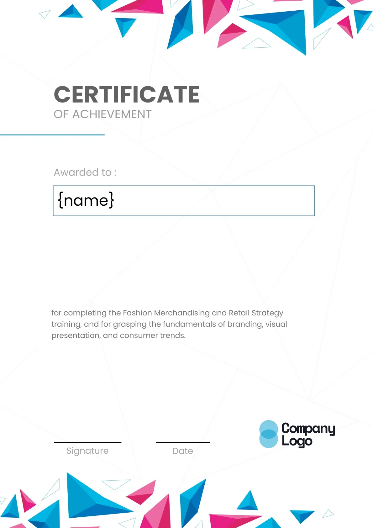 Professional and sophisticated fashion course completion certificate template