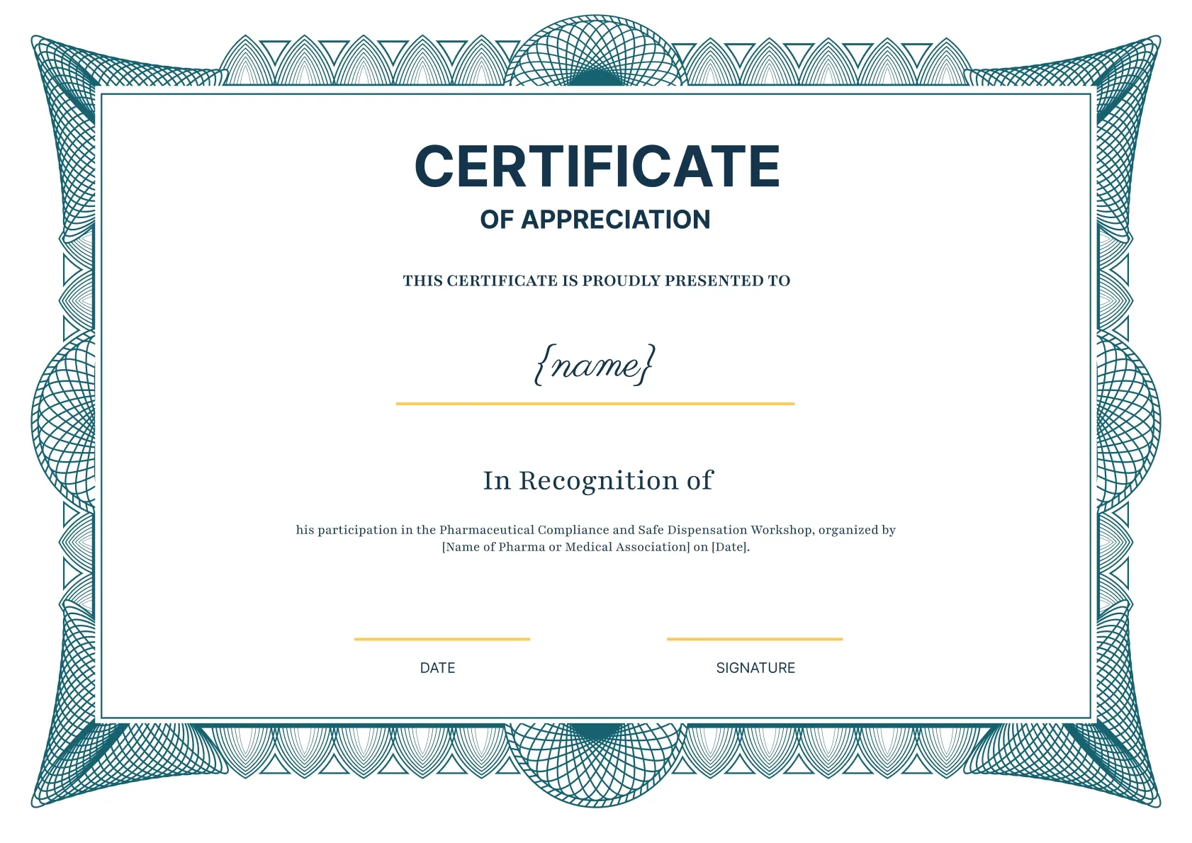 Professional and stylish certificate of participation template
