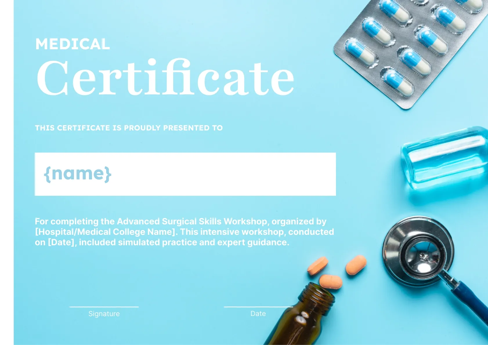 Professional and stylish medical certificate template