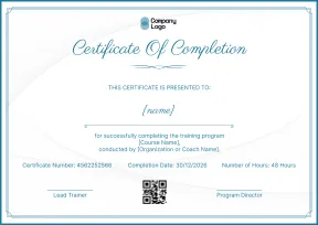 Professional and Stylish Training Completion Certificate Template