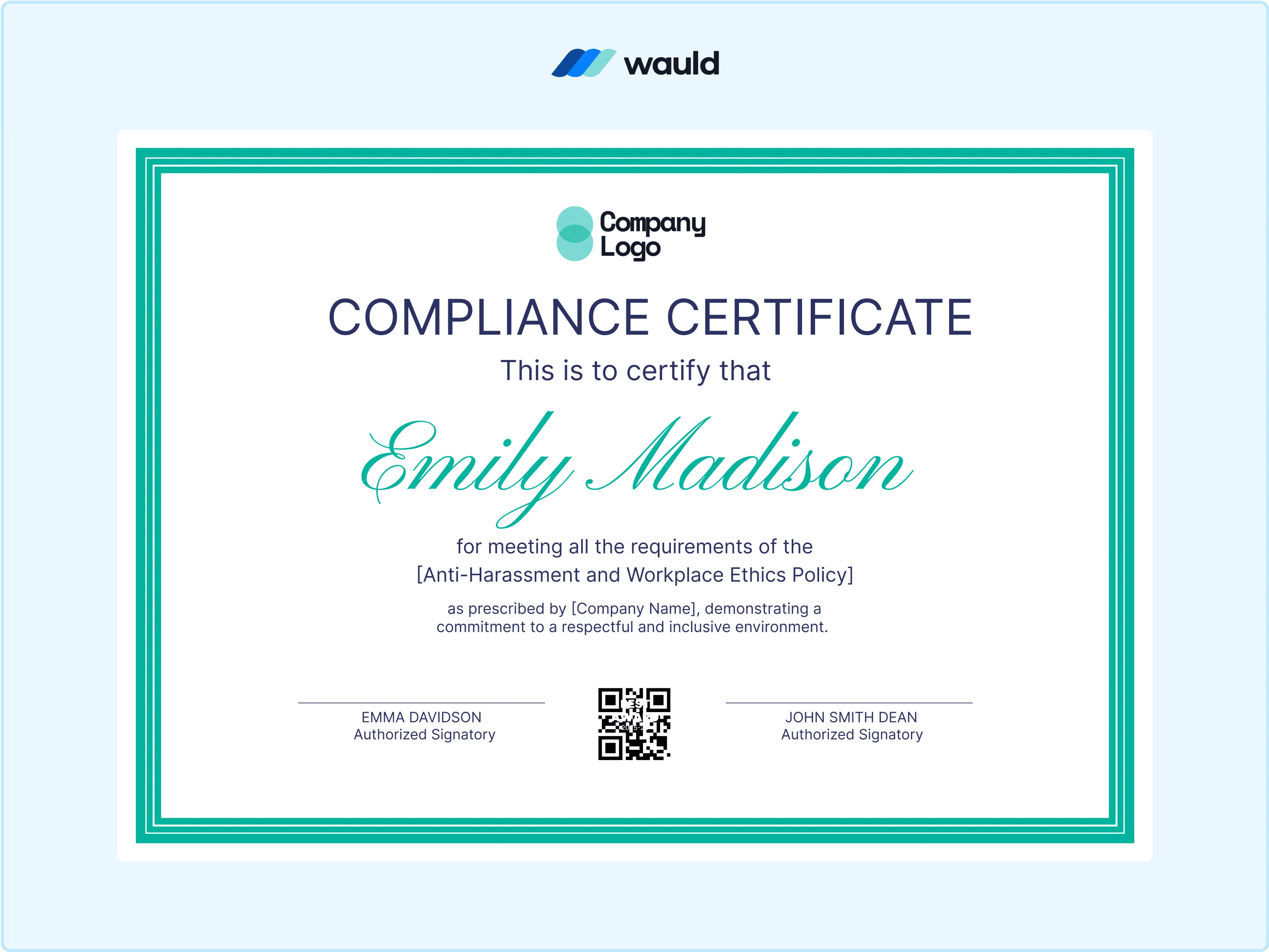 Wauld - Professional and simple certificate template