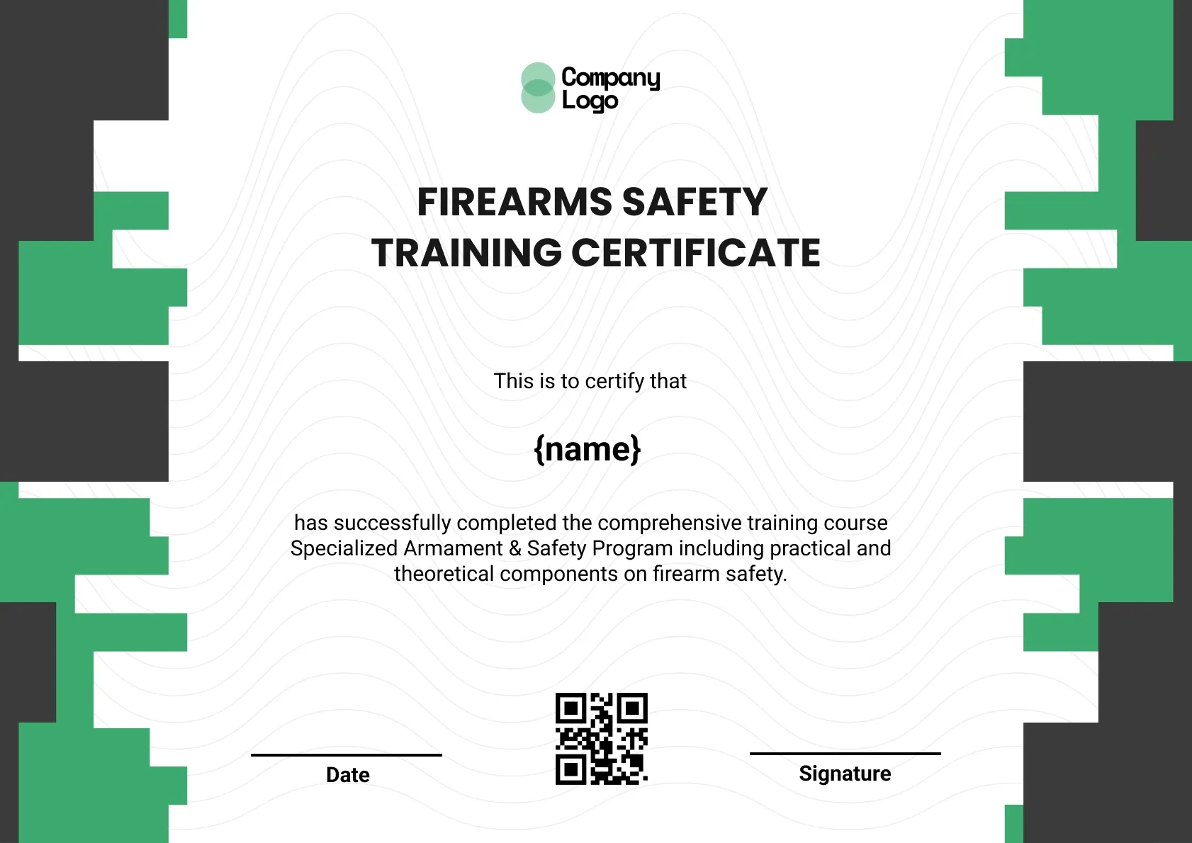 Professional Firearms Responsibility Certificate Template