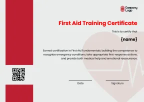 Professional First Aid Trainer Certificate Template