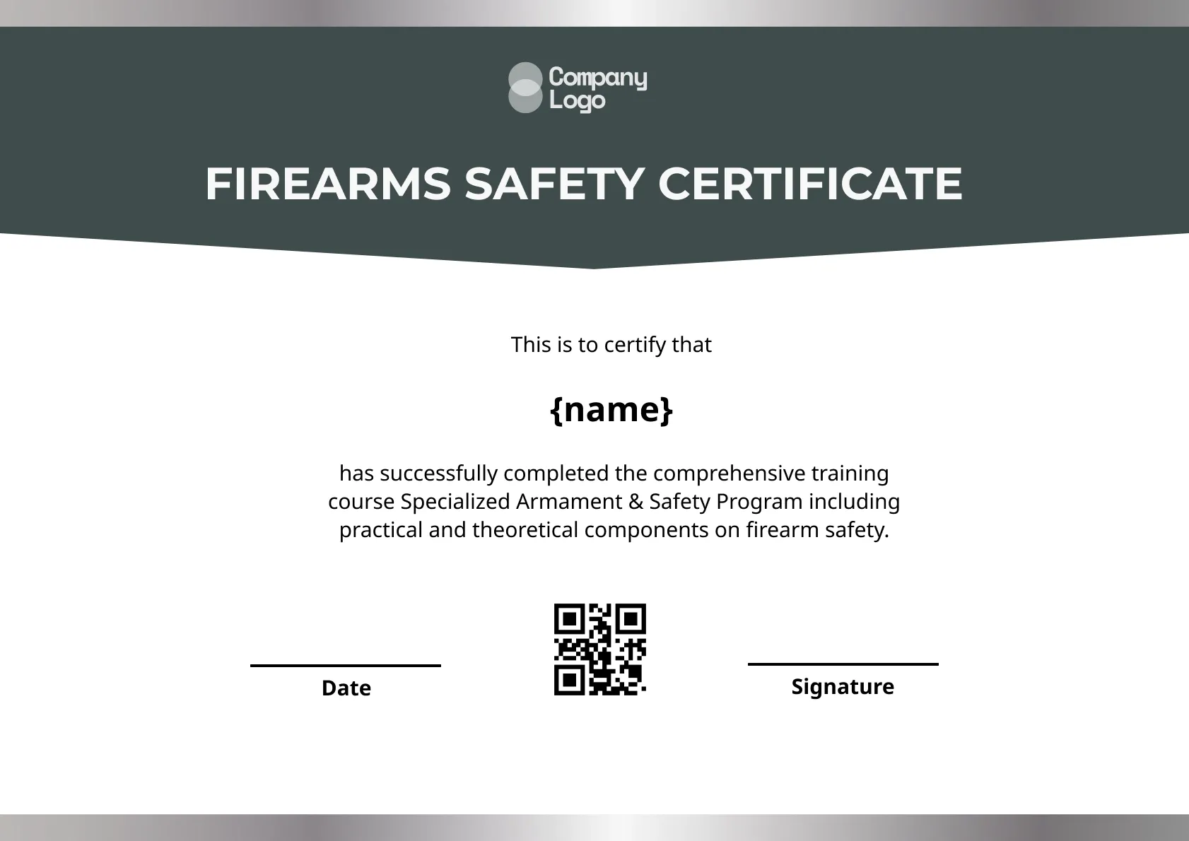 Professional-Grade Firearms Safety Certificate Template