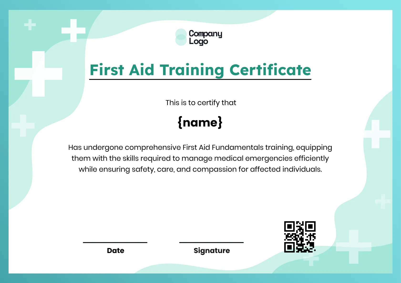 Professional-Grade First Aid Trainer Certificate Template