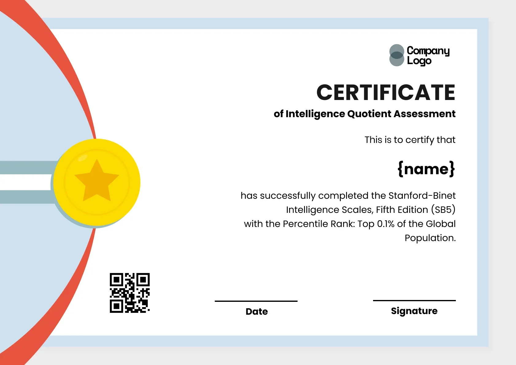 Professional Intelligence Certification Template