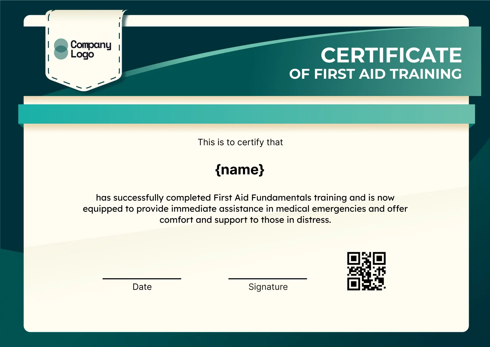 Professional Response Training Certificate Template