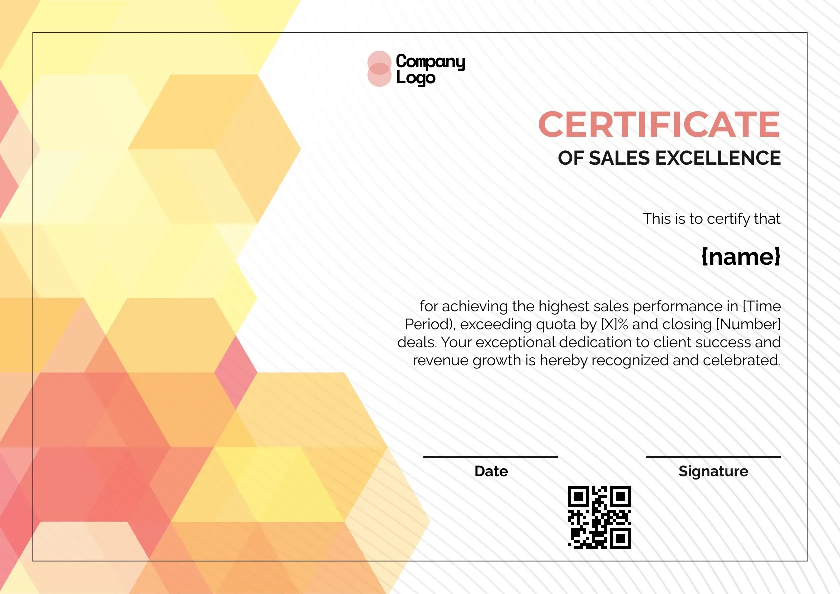 Professional Sales Excellence Certificate Template