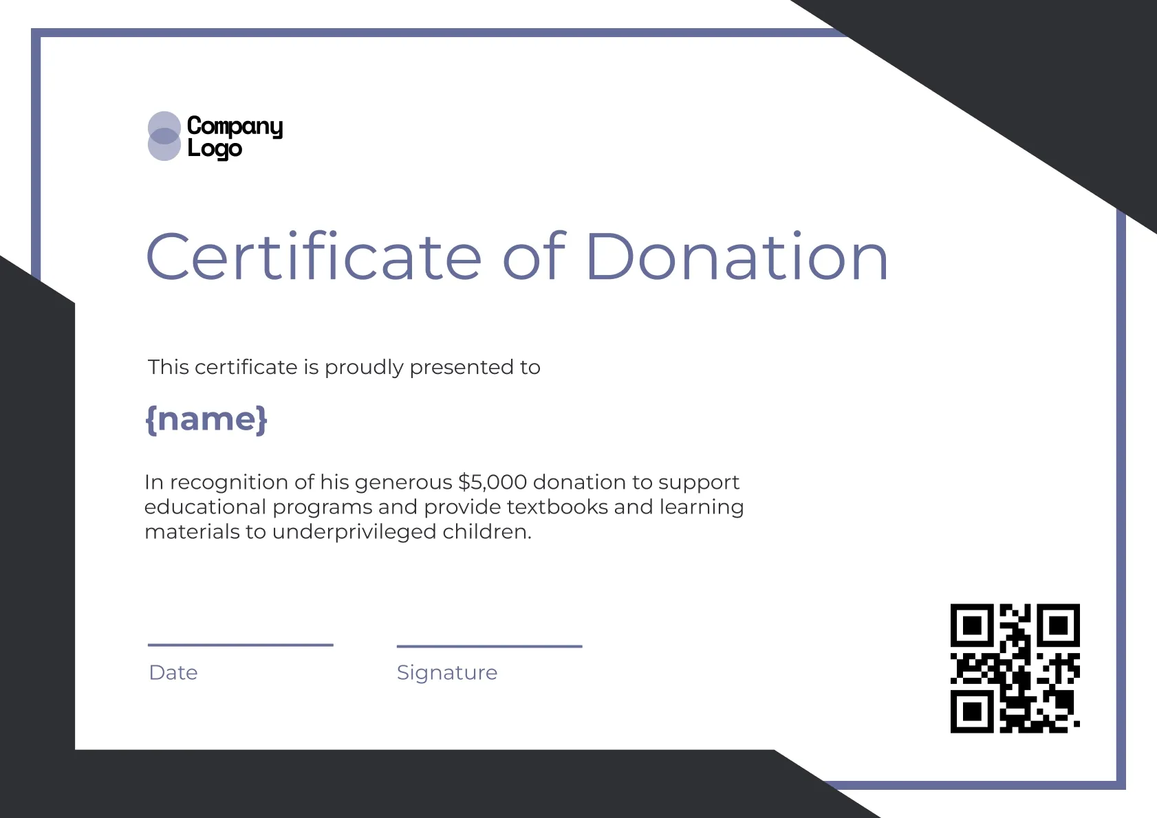 Purposeful Giving Certificate Template